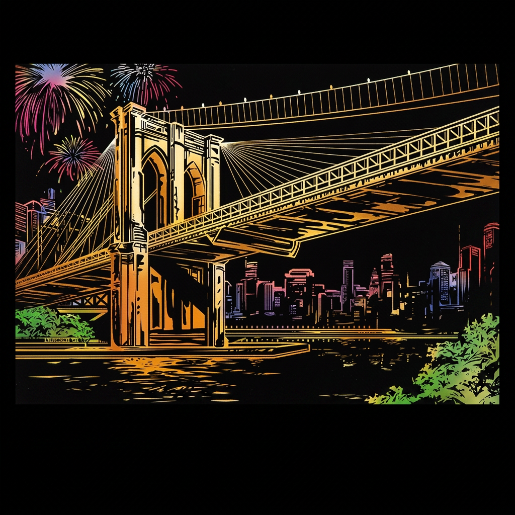 Ponte di Brooklyn · New York · tessera del disegno