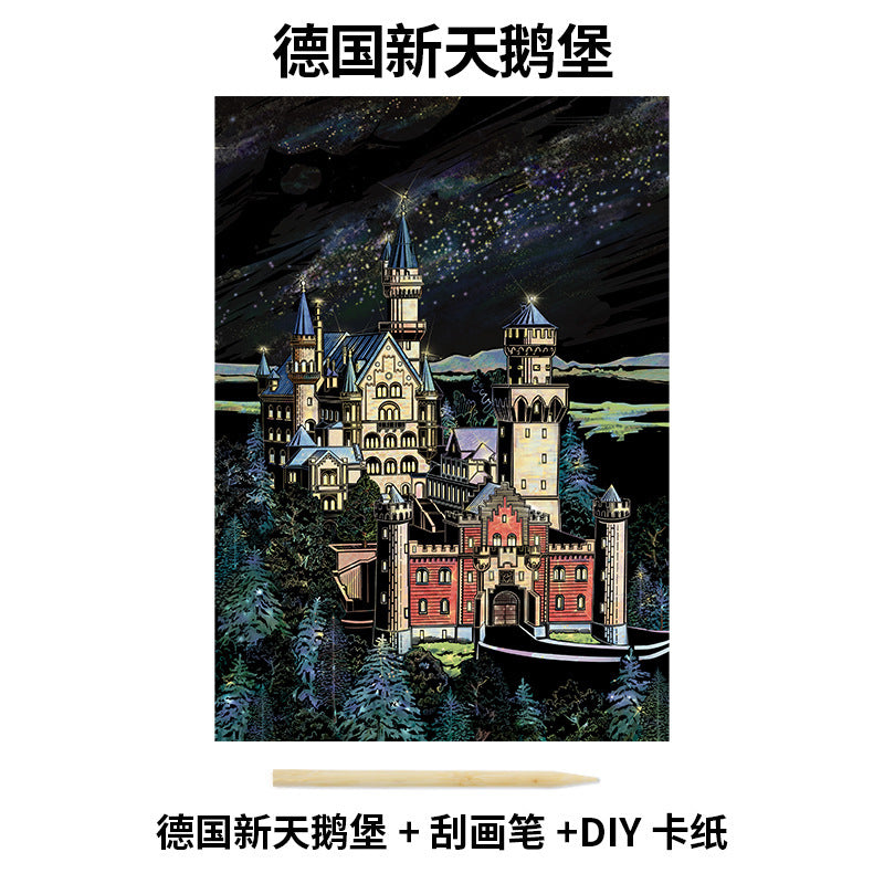 Castello di Neuschwanstein · Baviera · tessera del disegno