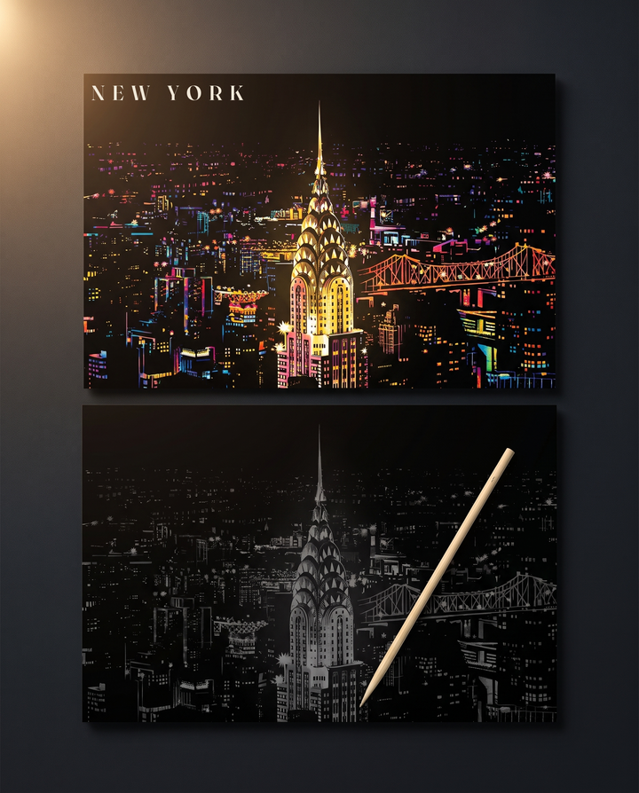 New York · Lo skyline di Manhattan · il disegno finito