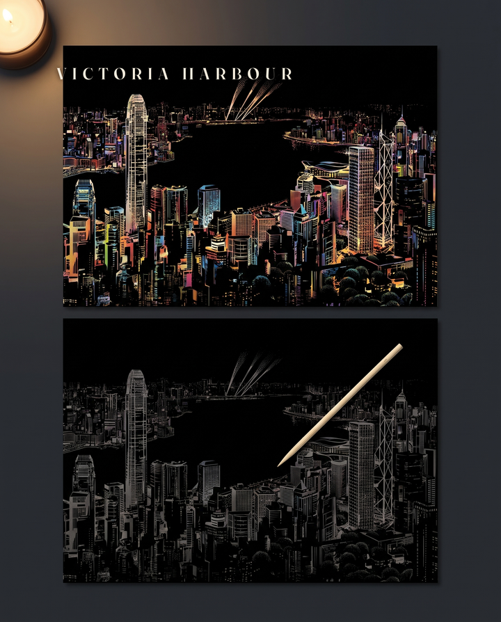 Victoria Harbour · Hong Kong · il disegno finito
